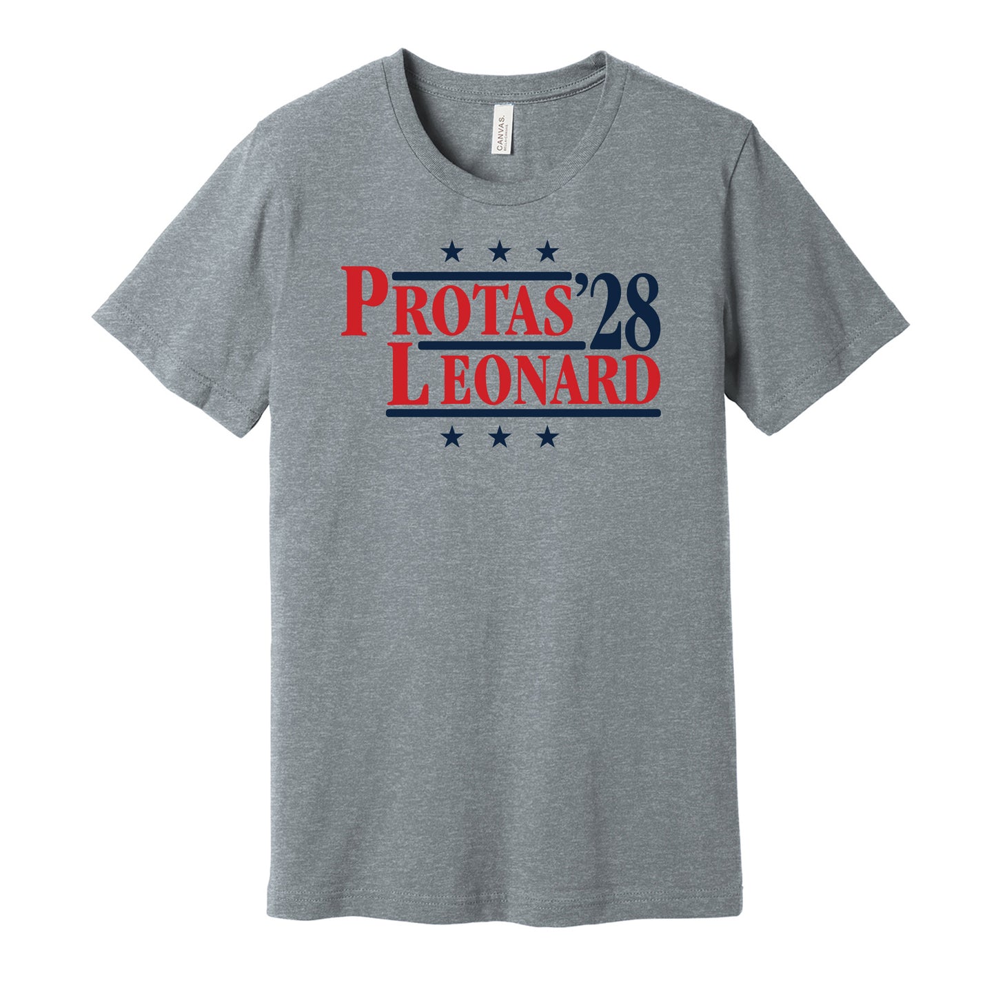 Washington Capitals retro political campaign parody grey t-shirt featuring Aliaksei Protas and Ryan Leonard '28, designed in a vintage election style by Hyper Than Hype Shirts.