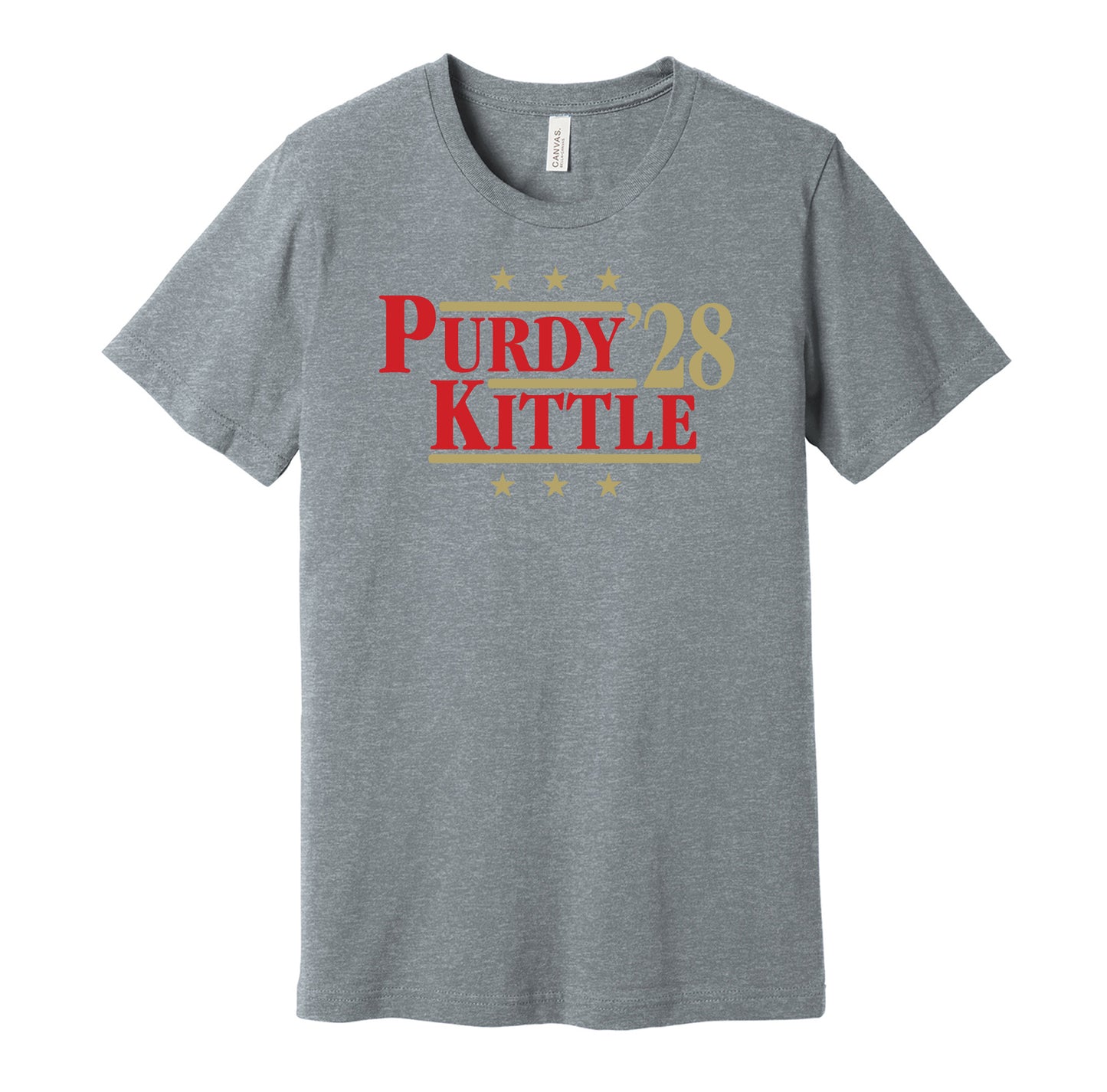 brock purdy george kittle for president 2028 san francisco 49ers fan parody grey shirt
