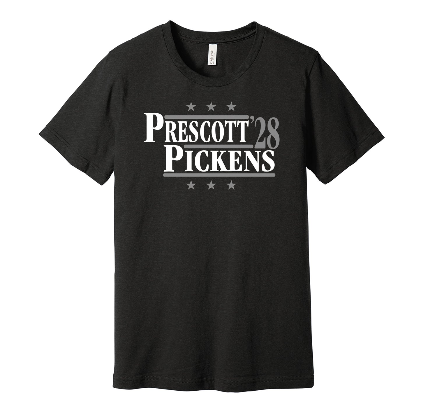 dak prescott pickens '28 dallas cowboys fan black shirt football gameday tee for president