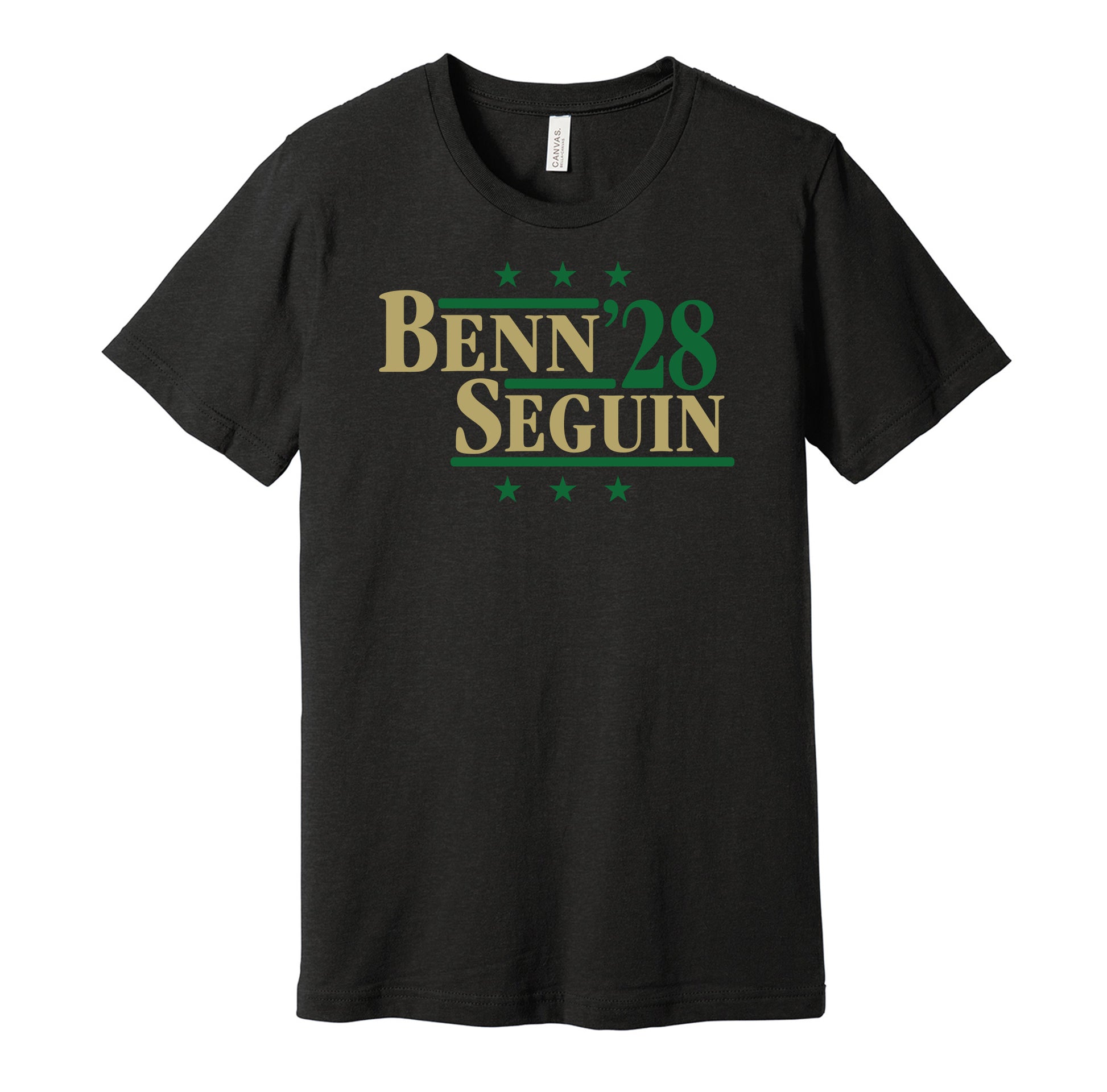 benn seguin '28 for president 2028 dallas stars fan election parody black shirt