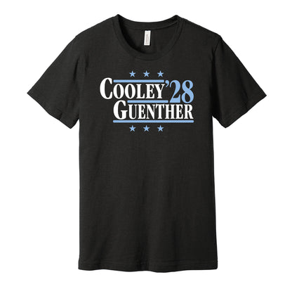 Utah Mammoth retro political campaign parody black t-shirt featuring Logan Cooley and Dylan Guenther '28, designed in a vintage election style by Hyper Than Hype Shirts.
