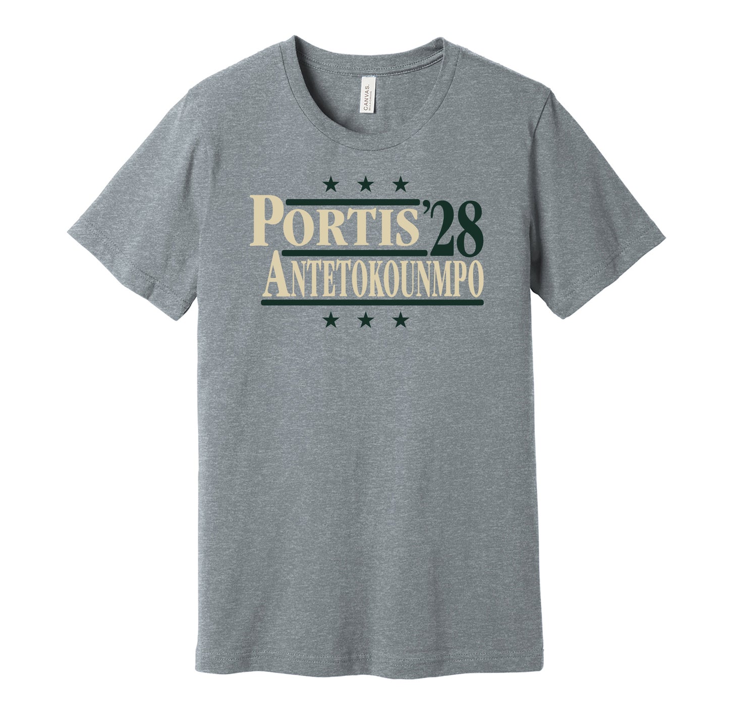 portis giannis antetokounmpo '28 for president 2028 milwaukee bucks fan election parody grey shirt