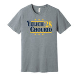 yelich chourio '28 for president 2028 milwaukee brewers fan election parody grey shirt