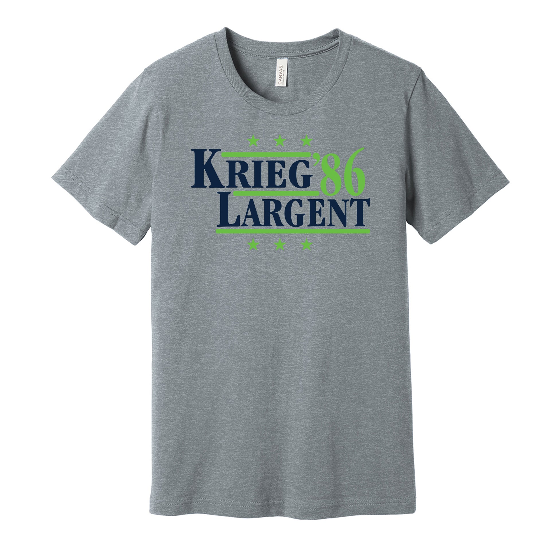 dave krieg steve largent for president 1986 80s seattle seahawks fan election parody grey shirt
