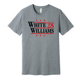 white williams '28 coby patrick for president 2028 chicago bulls fan election parody grey shirt