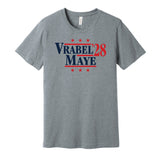 mike vrabel maye '28 for president 2028 new england patriots grey shirt gameday fan tee