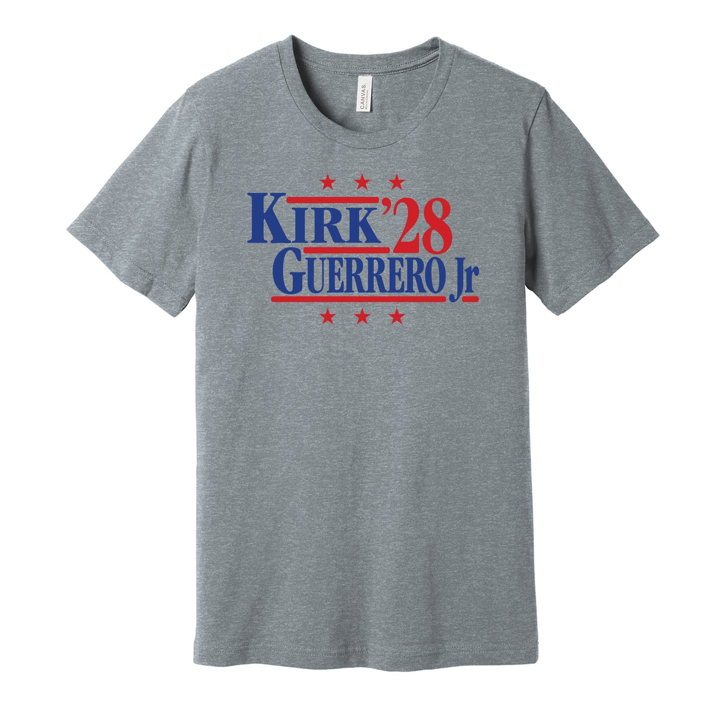 kirk guerrero jr '28 for president 2028 toronto blue jays fan election parody grey shirt