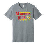 mahomes rice '28 kansas city chiefs fan grey shirt gameday hype tee 2028 2026