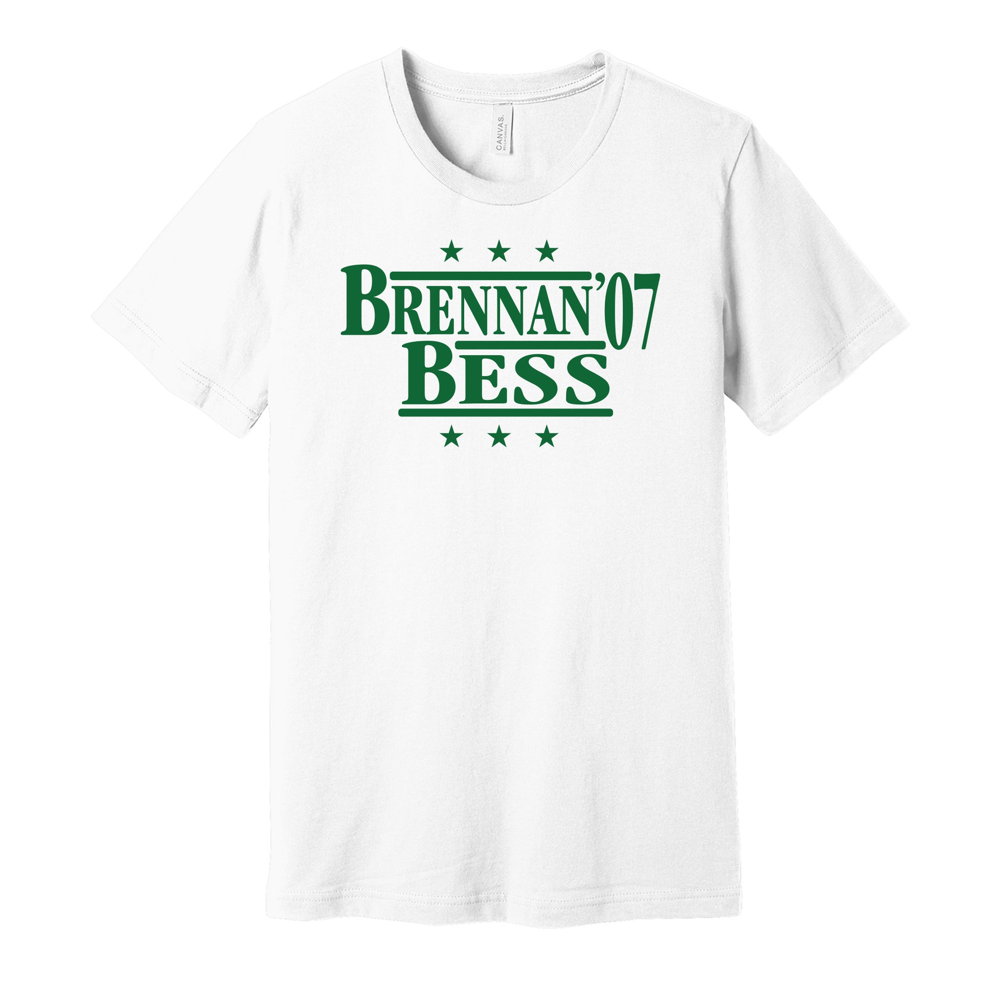 Hawaii Rainbow Warriors retro political campaign parody white t-shirt featuring Colt Brennan and Davone Bess '07, designed in a vintage election style by Hyper Than Hype Shirts.