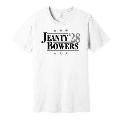 ashton jeanty bowers '28 for president las vegas raiders white shirt fan gameday tee