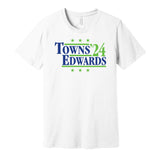 karl towns anthony edwards for president 2024 minnesota timberwolves retro throwback white shirt