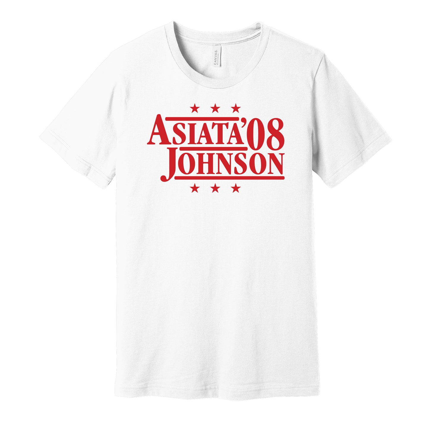 Utah Utes retro political campaign parody white t-shirt featuring Matt Asiata and Brian Johnson '08, designed in a vintage election style by Hyper Than Hype Shirts.