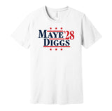 navy shirt says maye diggs '28 for president new england patriots fan white tshirt