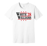 white williams '28 coby patrick for president 2028 chicago bulls fan election parody white shirt