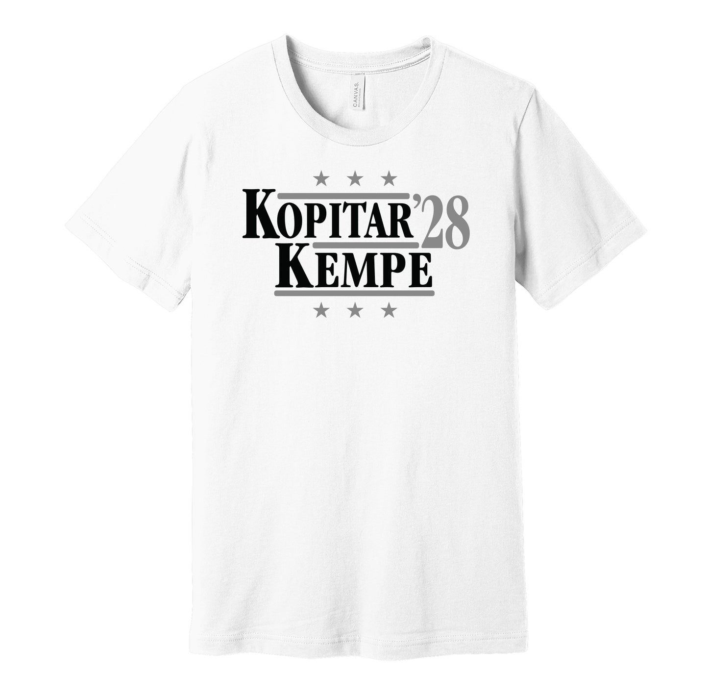 anze kopitar adrian kempe for president 2028 los angeles kings fan election parody white shirt