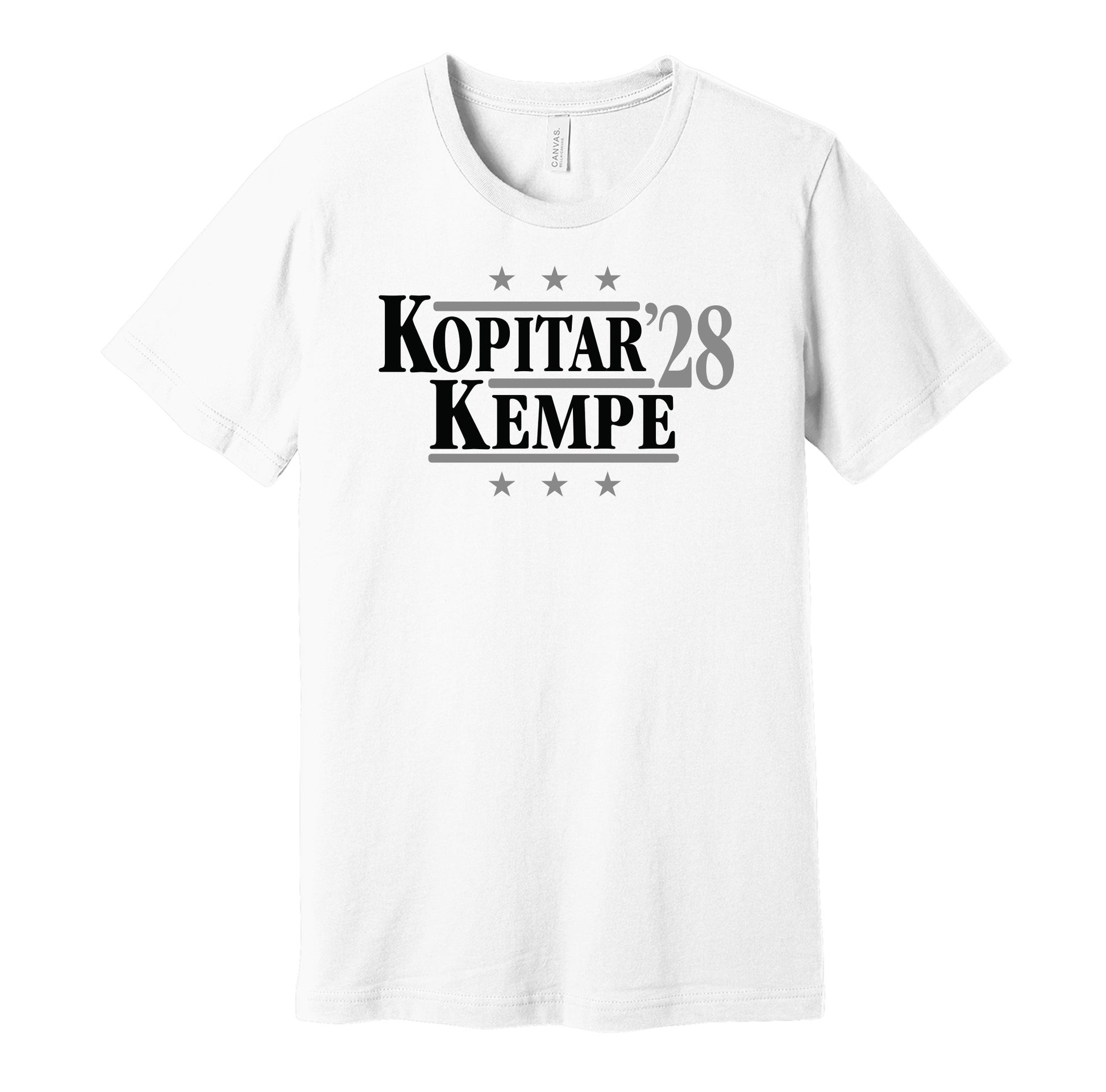 anze kopitar adrian kempe for president 2028 los angeles kings fan election parody white shirt