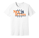 bo nix sutton '28 for president 2028 denver broncos fan white shirt gameday hype tee