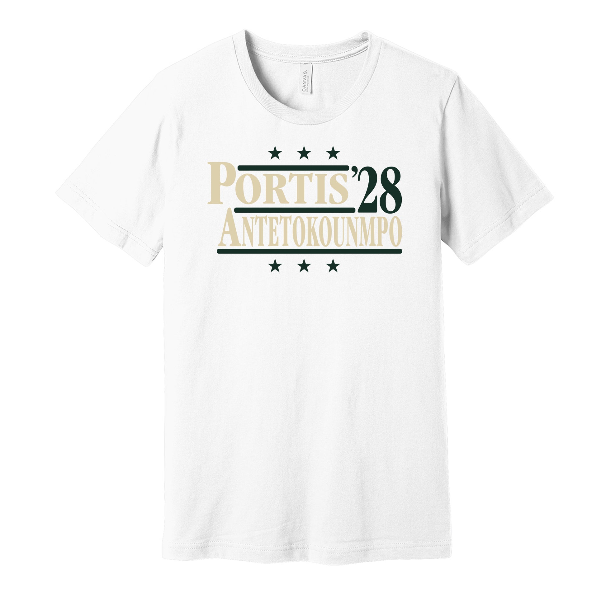 portis giannis antetokounmpo '28 for president 2028 milwaukee bucks fan election parody white shirt
