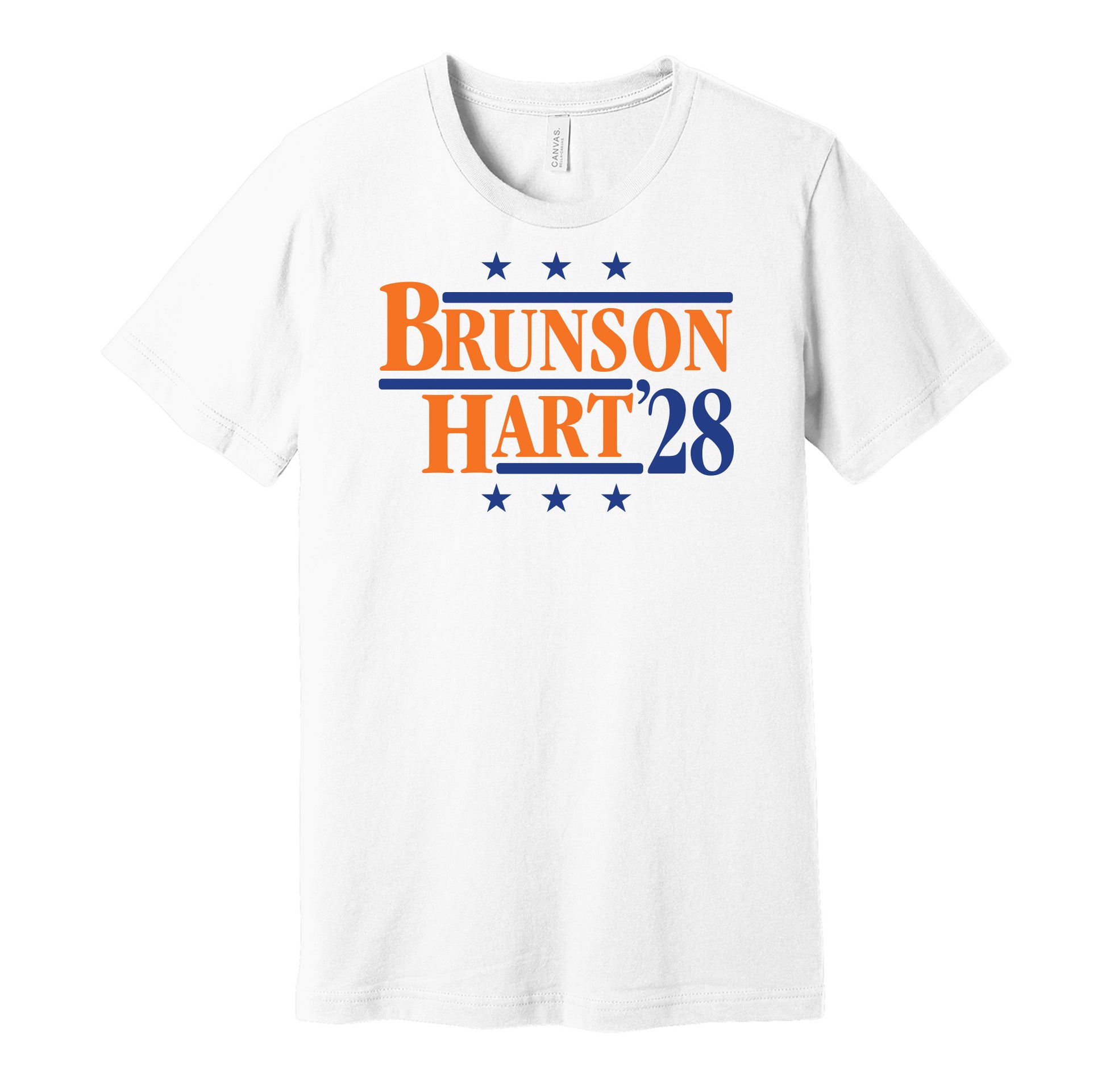 brunson hart '28 for president 2028 new york knicks fan election parody white shirt