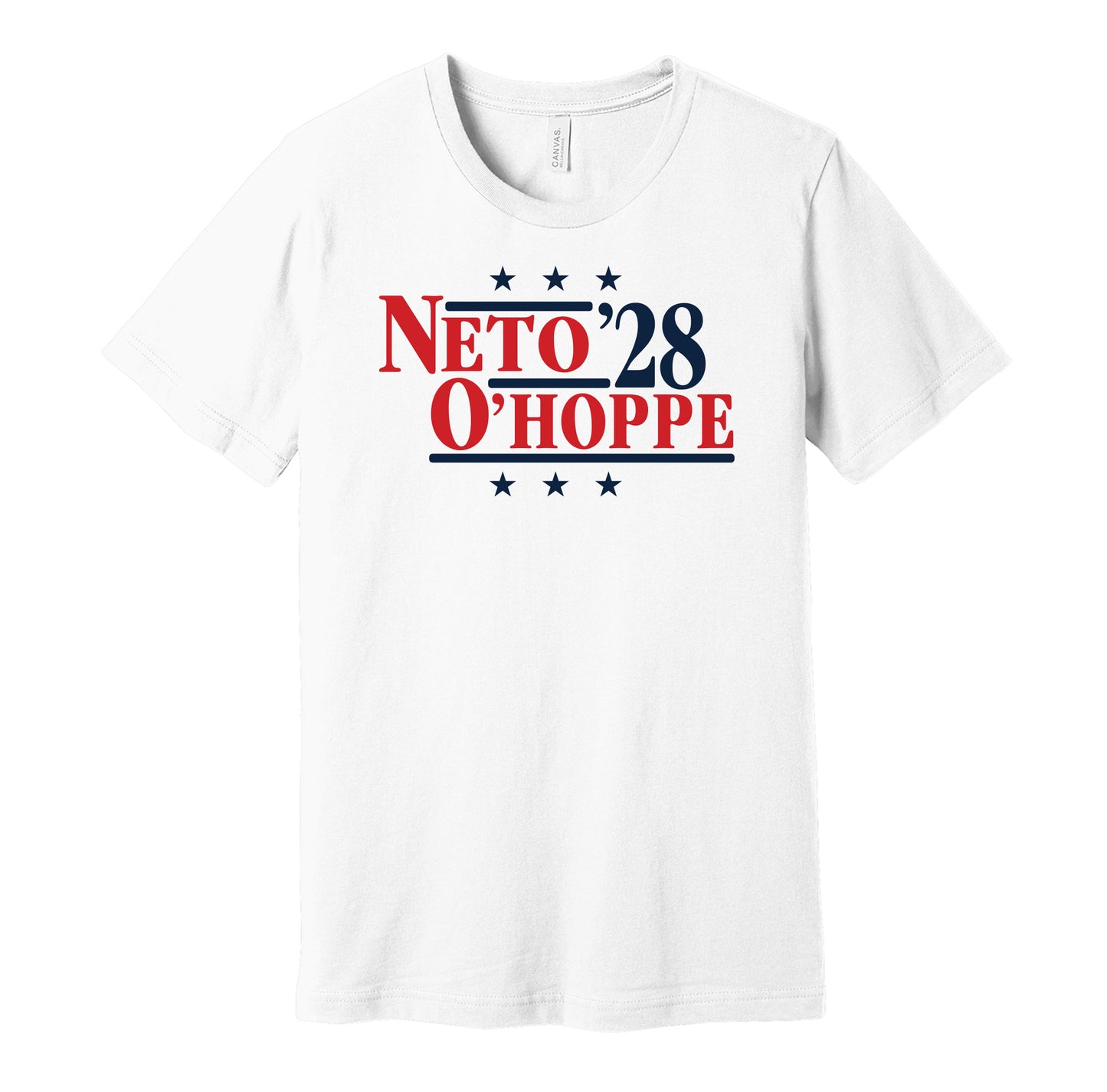 neto o'hoppe '28 for president 2028 los angeles angels fan election parody white shirt