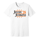 jerry jeudy judkins '28 for president cleveland browns fan white shirt gameday tee