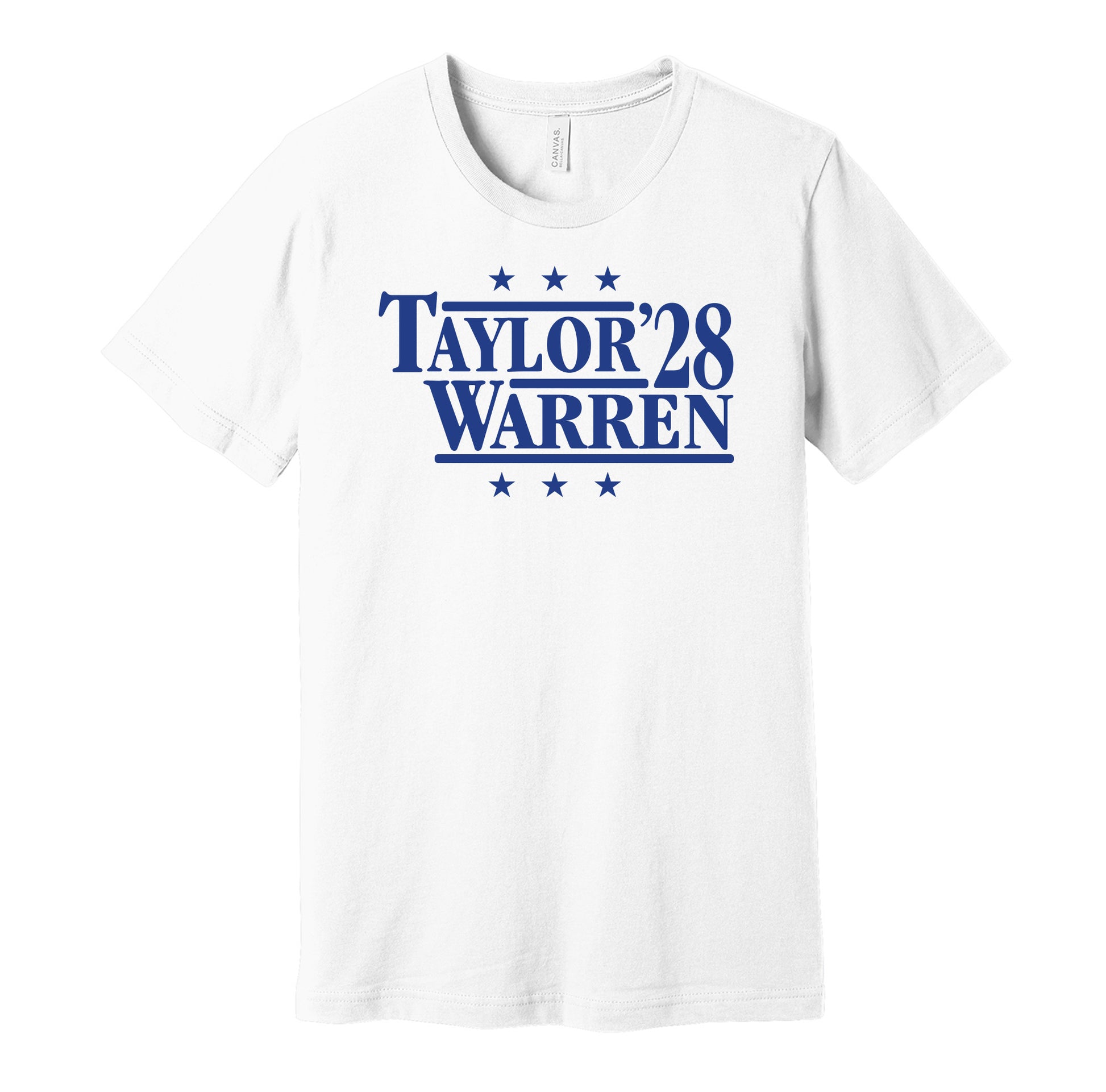 Indianapolis Colts retro political campaign parody white t-shirt featuring Jonathan Taylor and Tyler Warren '28, designed in a vintage election style by Hyper Than Hype Shirts.