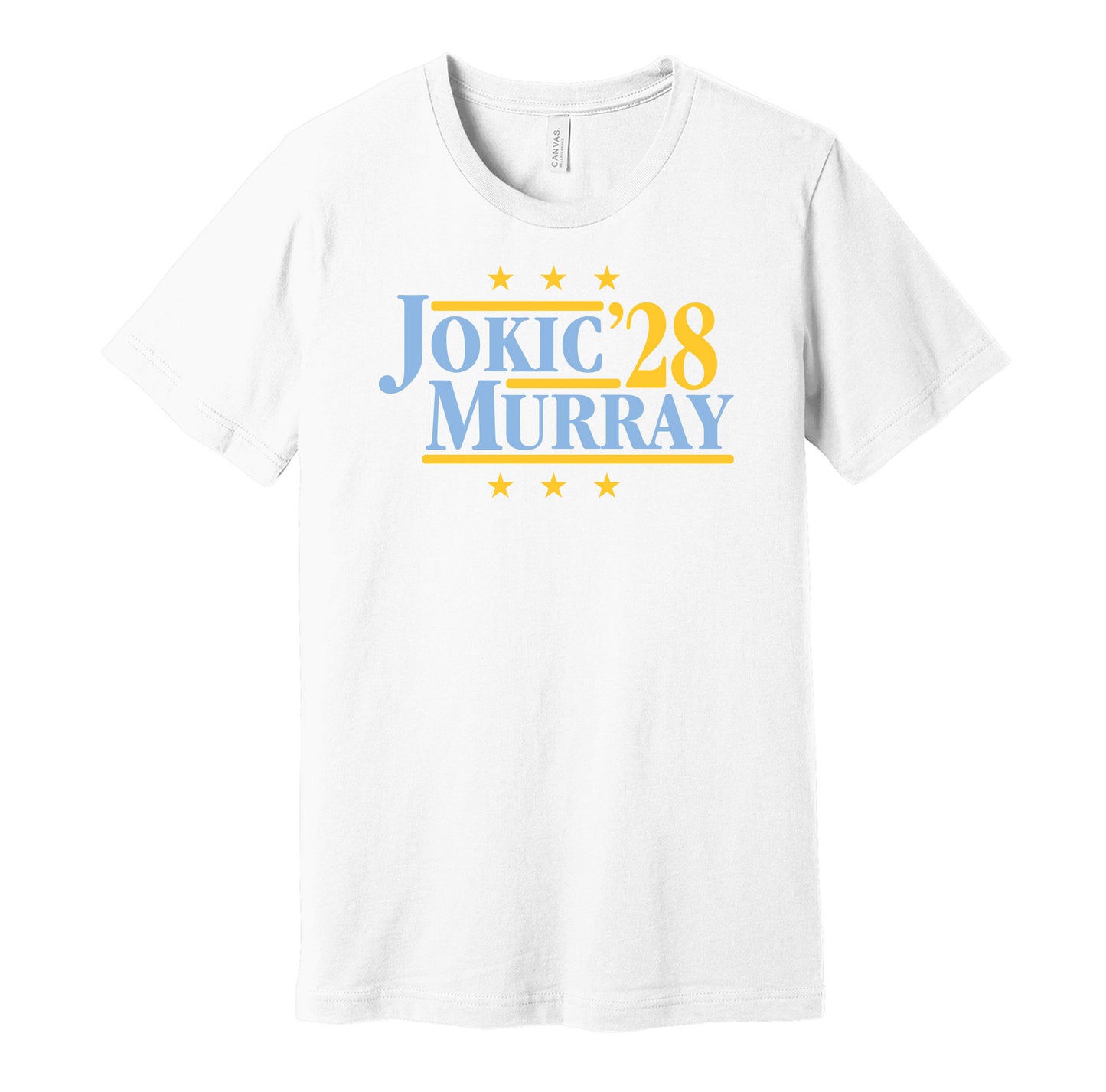 jokic murray '28 for president 2028 denver nuggets fan election parody white shirt
