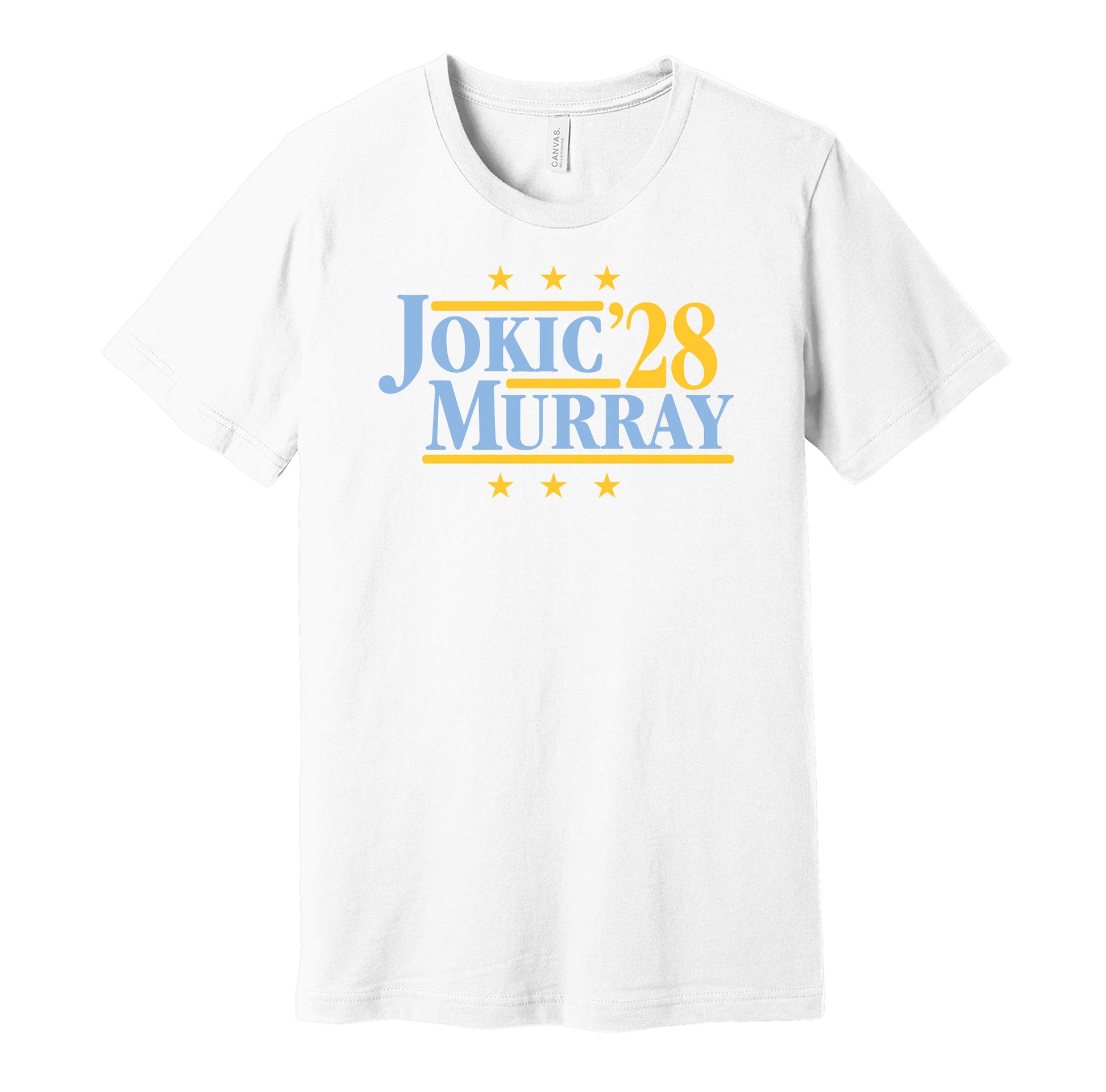 jokic murray '28 for president 2028 denver nuggets fan election parody white shirt