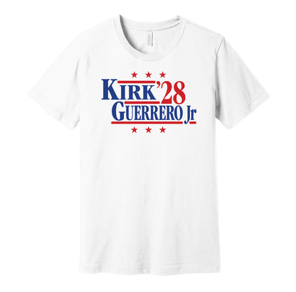 kirk guerrero jr '28 for president 2028 toronto blue jays fan election parody white shirt