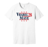 mike vrabel maye '28 for president 2028 new england patriots white shirt gameday fan tee