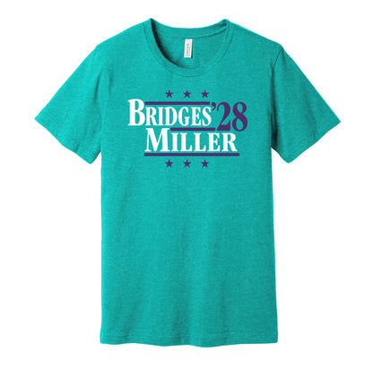 bridges miller '28 for president 2028 charlotte hornets fan election parody teal shirt