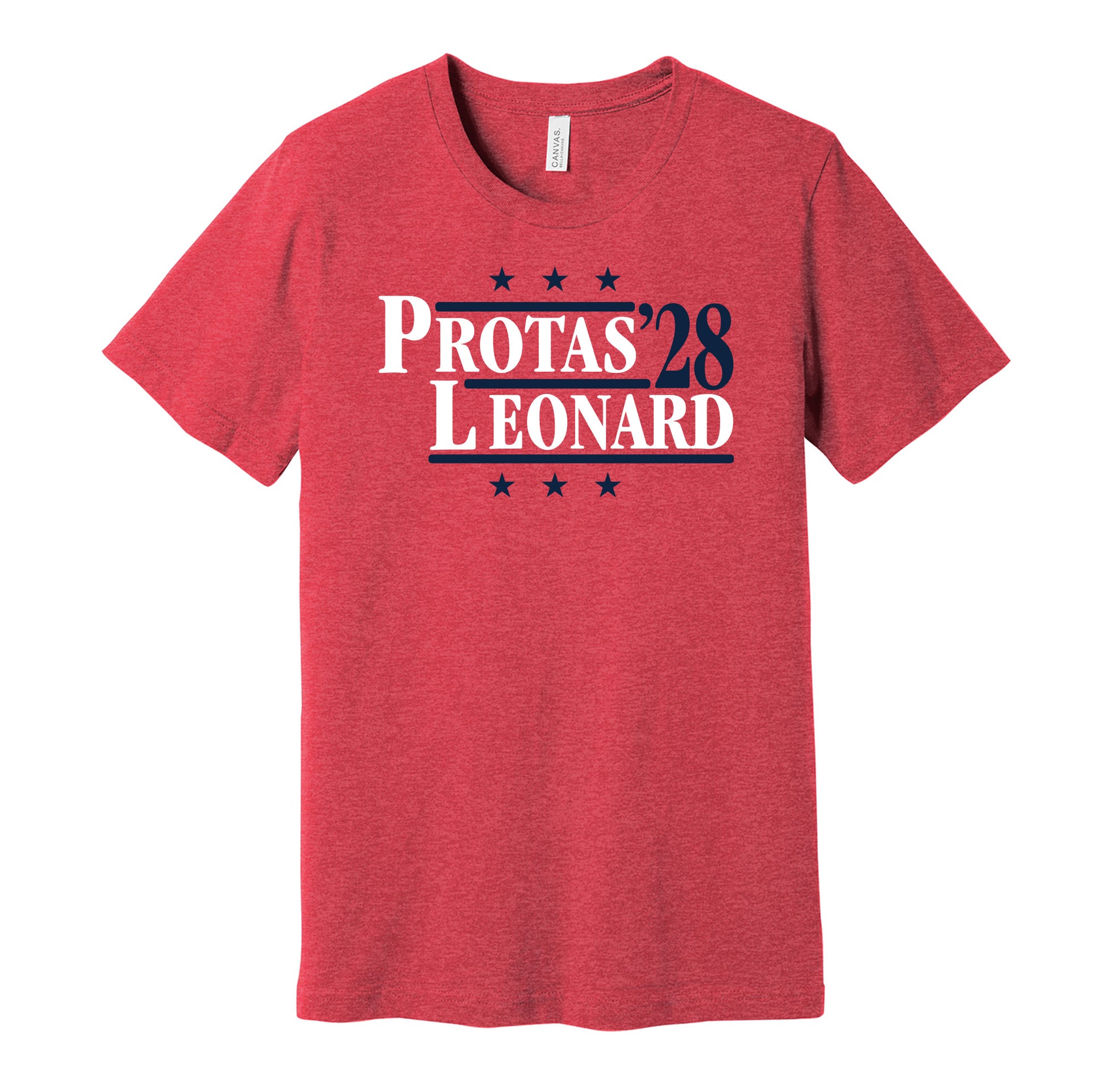 Washington Capitals retro political campaign parody red t-shirt featuring Aliaksei Protas and Ryan Leonard '28, designed in a vintage election style by Hyper Than Hype Shirts.