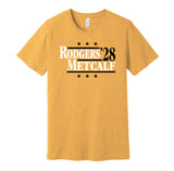 aaron rodgers dk metcalf '28 for president 2028 pittsburgh steelers fan gold shirt gameday tee