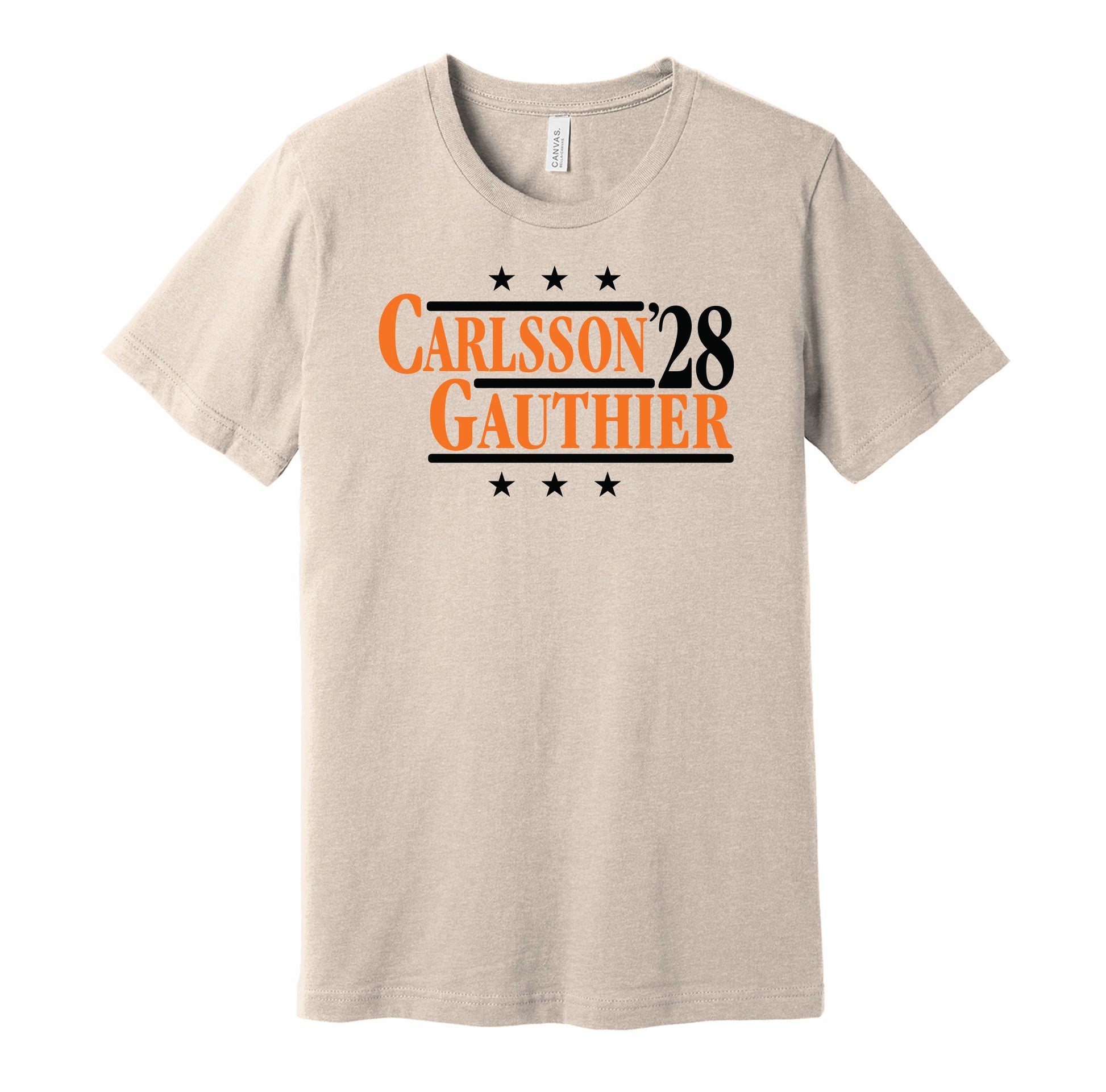 carlsson gauthier '28 for president 2028 anaheim ducks fan tan shirt gameday tee