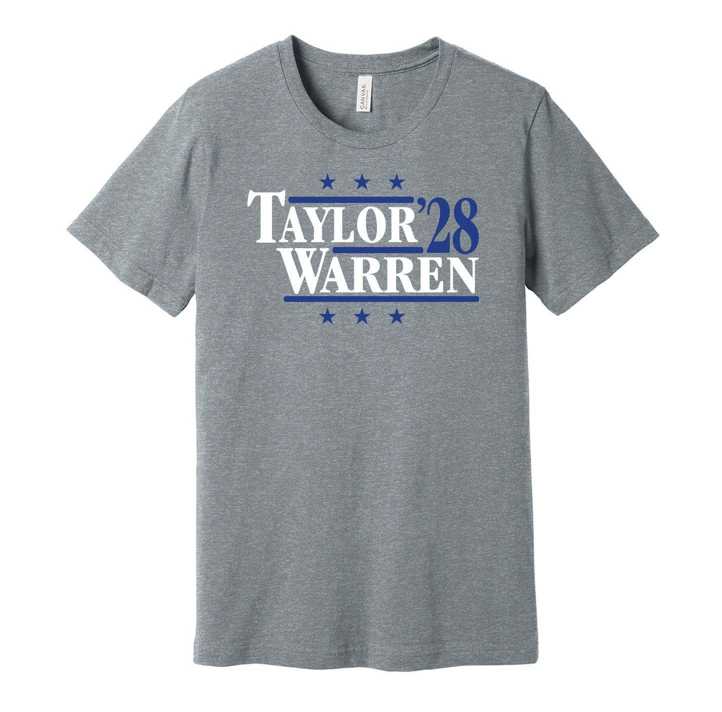Indianapolis Colts retro political campaign parody grey t-shirt featuring Jonathan Taylor and Tyler Warren '28, designed in a vintage election style by Hyper Than Hype Shirts.