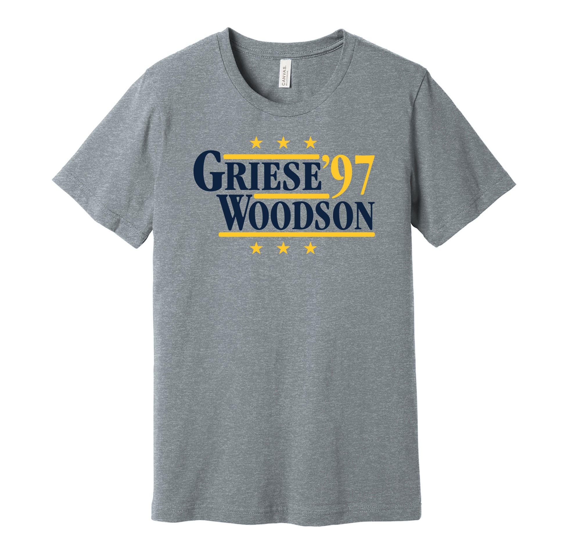 griese woodson '97 for president 1997 michigan wolverines football election campaign parody grey fan shirt