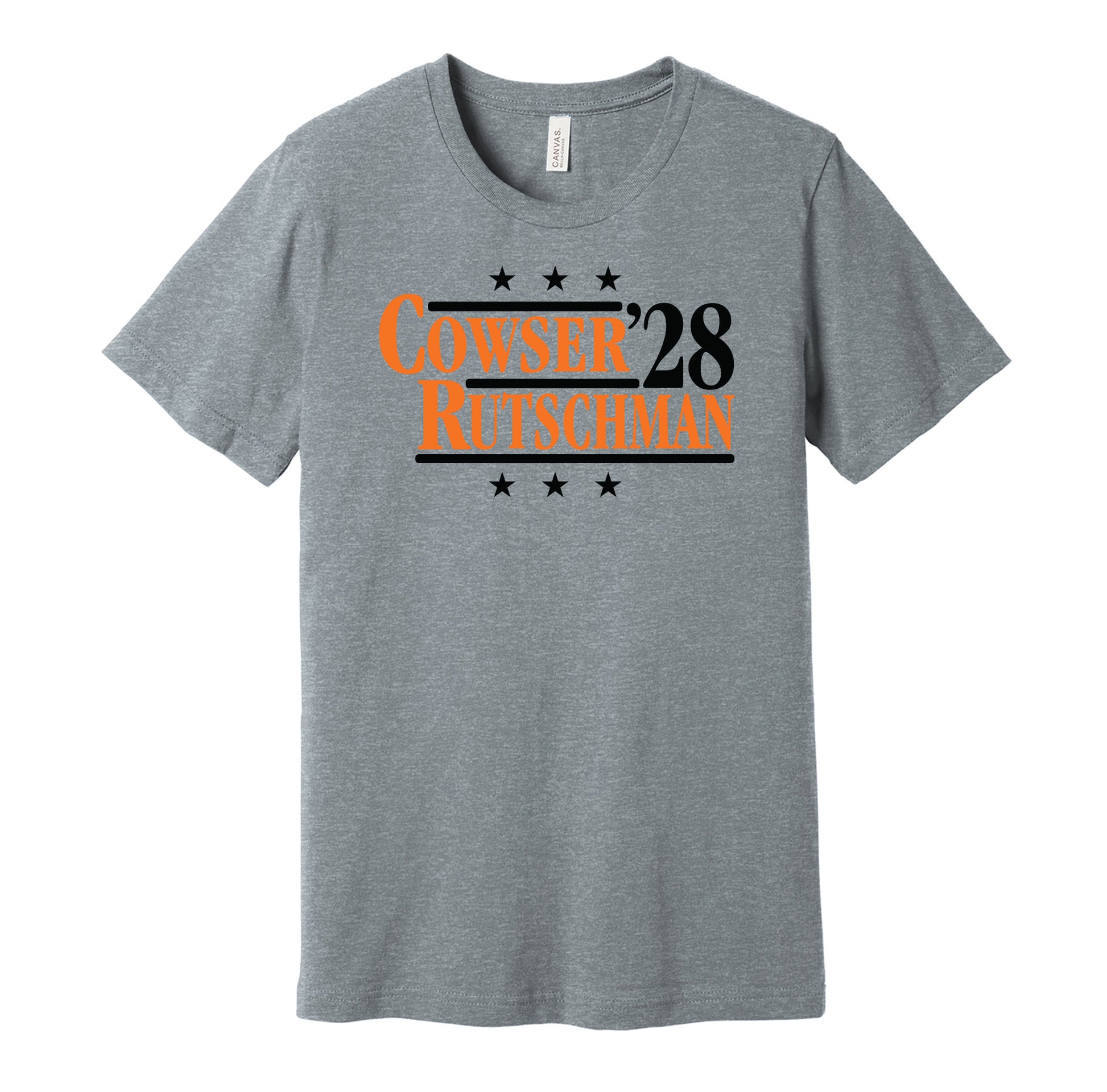 cowser rutschman '28 for president 2028 baltimore orioles fan election parody grey shirt