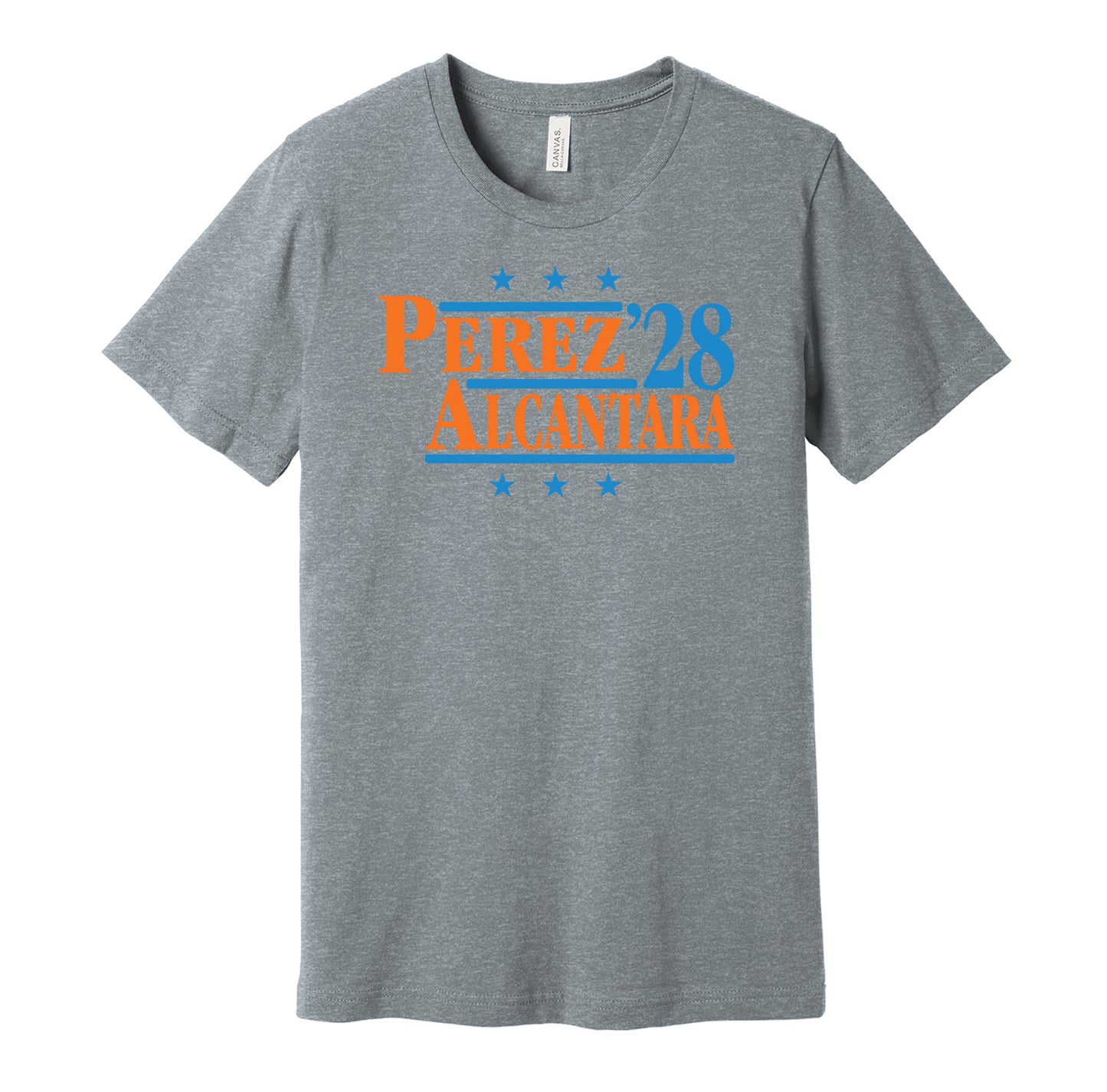 perez alcantara '28 for president 2028 miami marlins fans election parody grey shirt