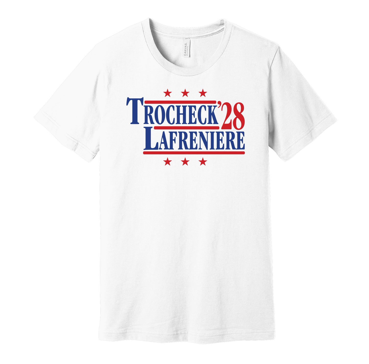 trocheck lafreniere for president '28 2028 new york rangers fan election parody white shirt