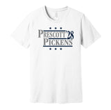 dak prescott pickens '28 dallas cowboys fan white shirt football gameday tee for president