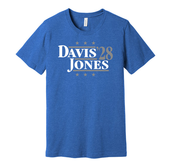 davis jones '28 for president dallas mavericks fan election parody blue shirt