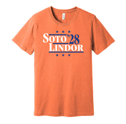 soto lindor '28 for president 2028 new york mets fan election parody orange shirt