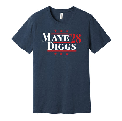 navy shirt says maye diggs '28 for president new england patriots fan blue tshirt