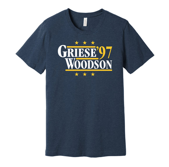 griese woodson '97 for president 1997 michigan wolverines football election campaign parody navy fan shirt