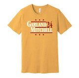 donovan mitchell darius garland for president 2024 cleveland cavaliers cavs retro throwback gold shirt