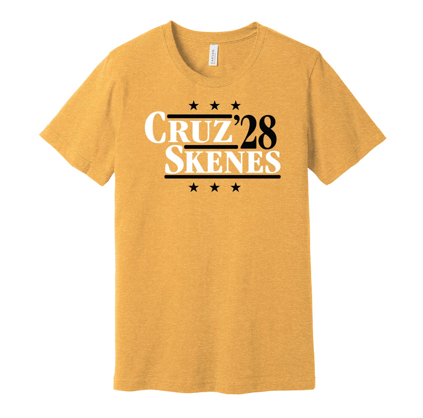 Pittsburgh Pirates retro political campaign parody gold t-shirt featuring Oneil Cruz and Paul Skenes '28, designed in a vintage election style by Hyper Than Hype Shirts.