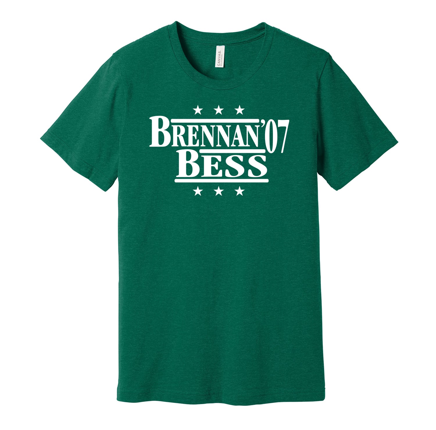 Hawaii Rainbow Warriors retro political campaign parody green t-shirt featuring Colt Brennan and Davone Bess '07, designed in a vintage election style by Hyper Than Hype Shirts.
