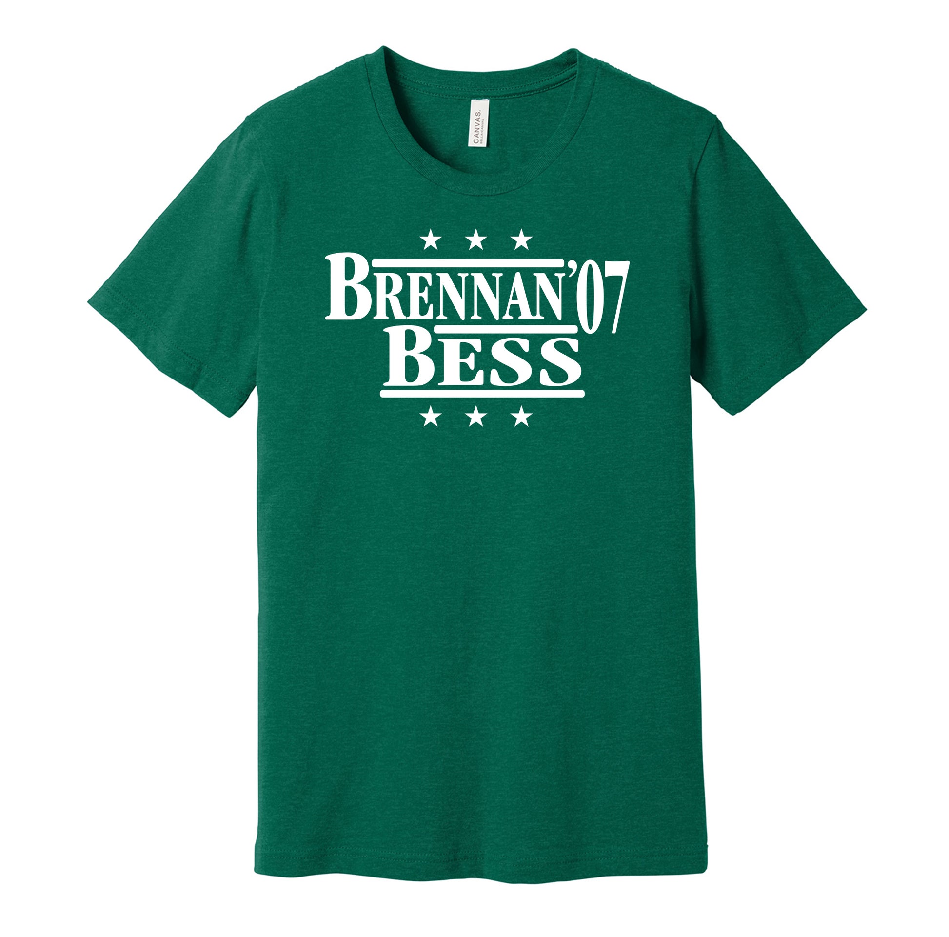 Hawaii Rainbow Warriors retro political campaign parody green t-shirt featuring Colt Brennan and Davone Bess '07, designed in a vintage election style by Hyper Than Hype Shirts.