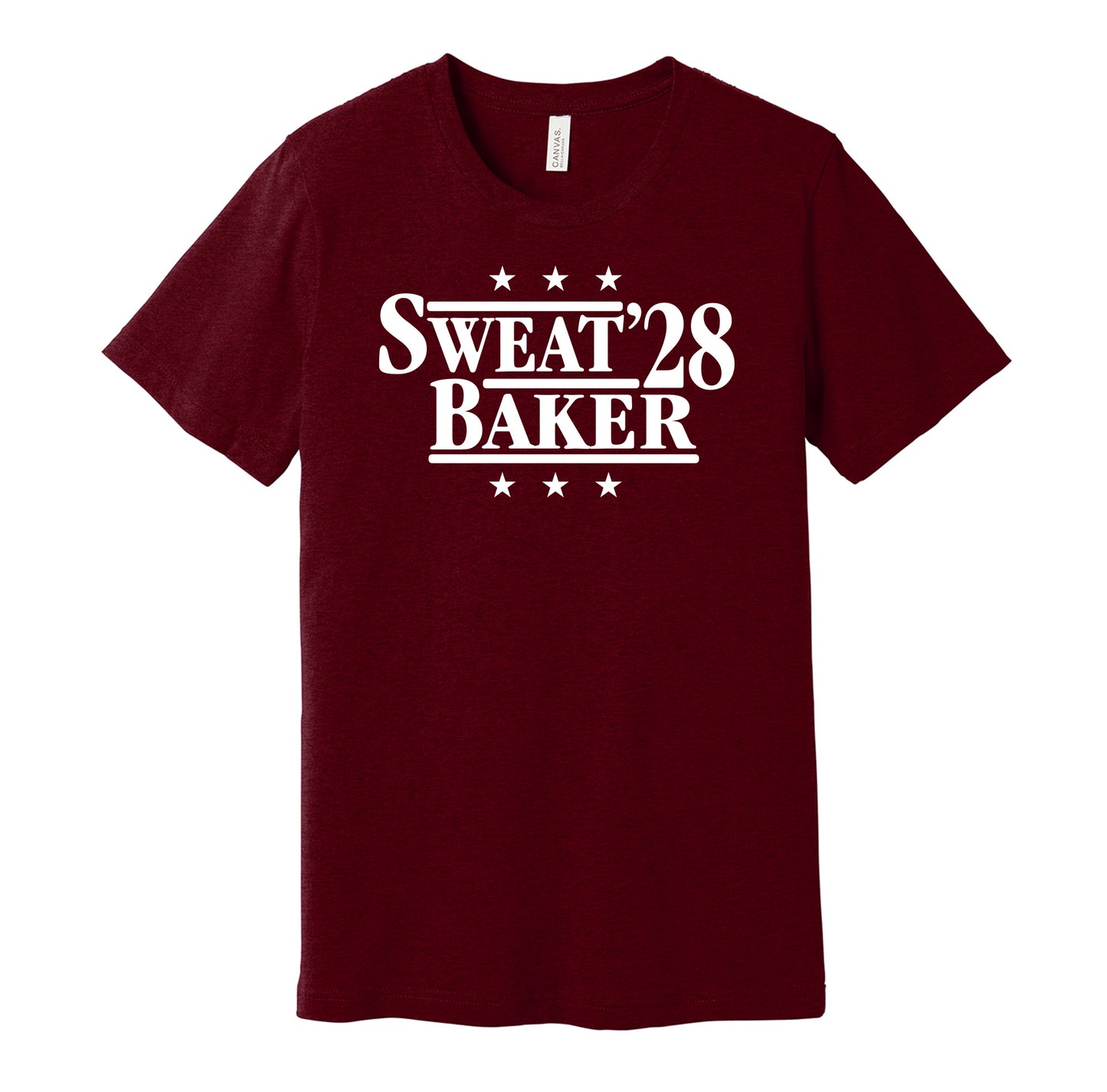 Arizona Cardinals retro political campaign parody red t-shirt featuring Josh Sweat and Budda Baker '28, designed in a vintage election style by Hyper Than Hype Shirts.
