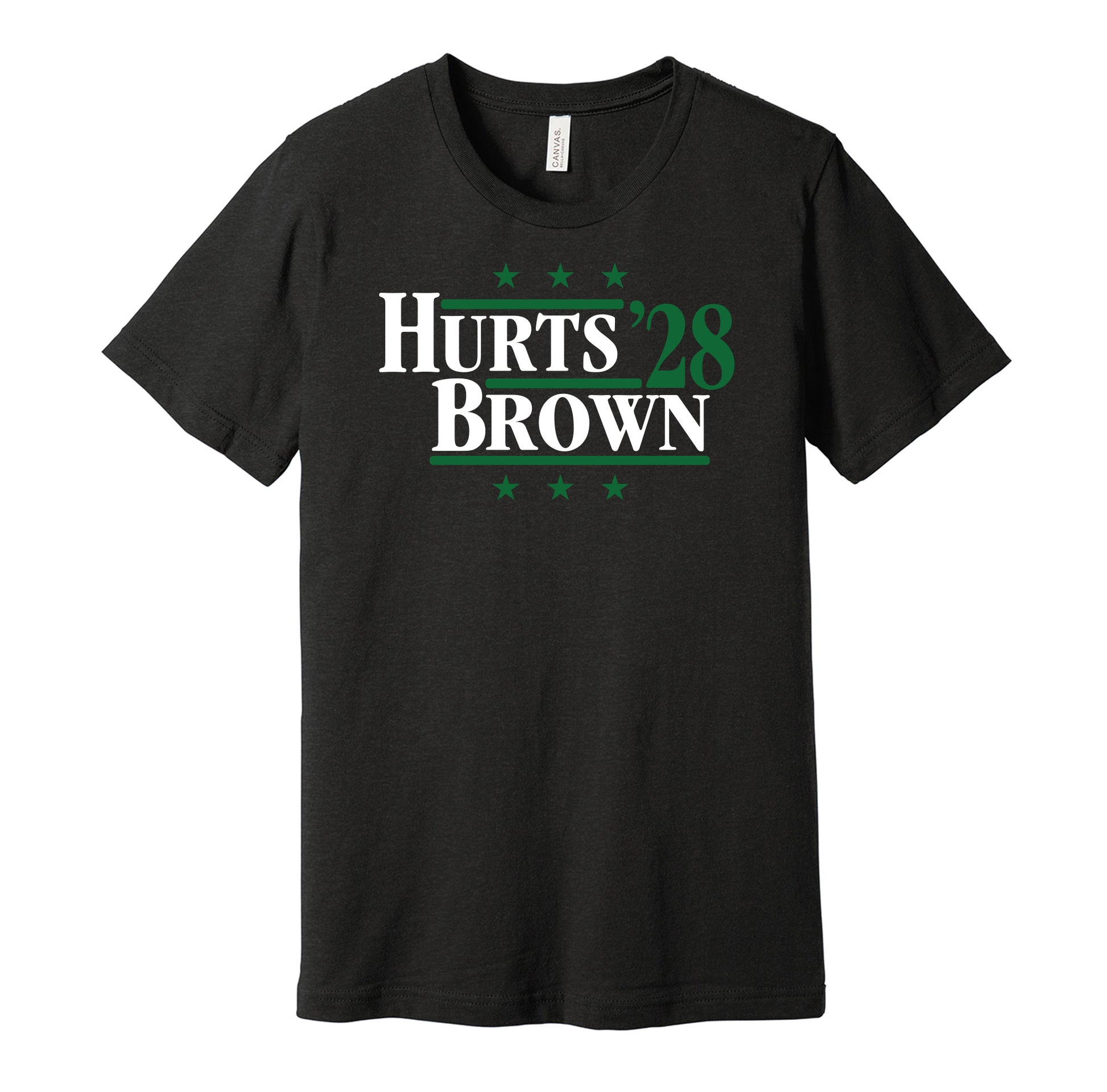 jalen hurts aj brown fro president 2028 philadelphia eagles fan parody black shirt